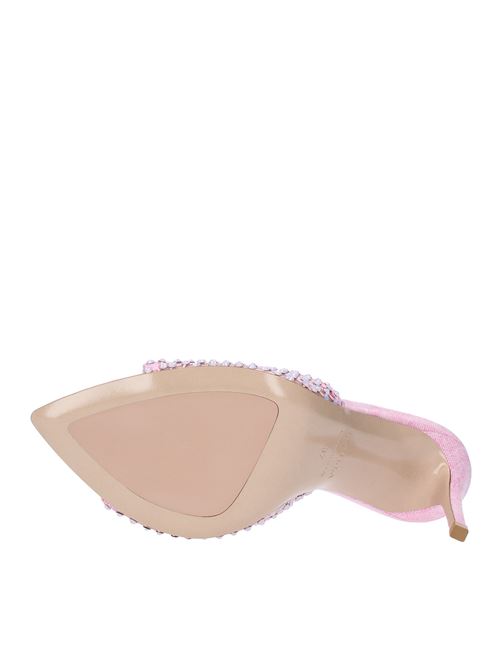 Mules model GILDA  in fabric and silver mesh, further embellished with crystals LE SILLA | 2340A100DEA